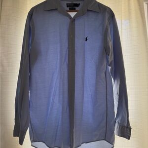 Polo by Ralph Lauren Light Blue with Navy Trim Men's Long-Sleeve Shirt